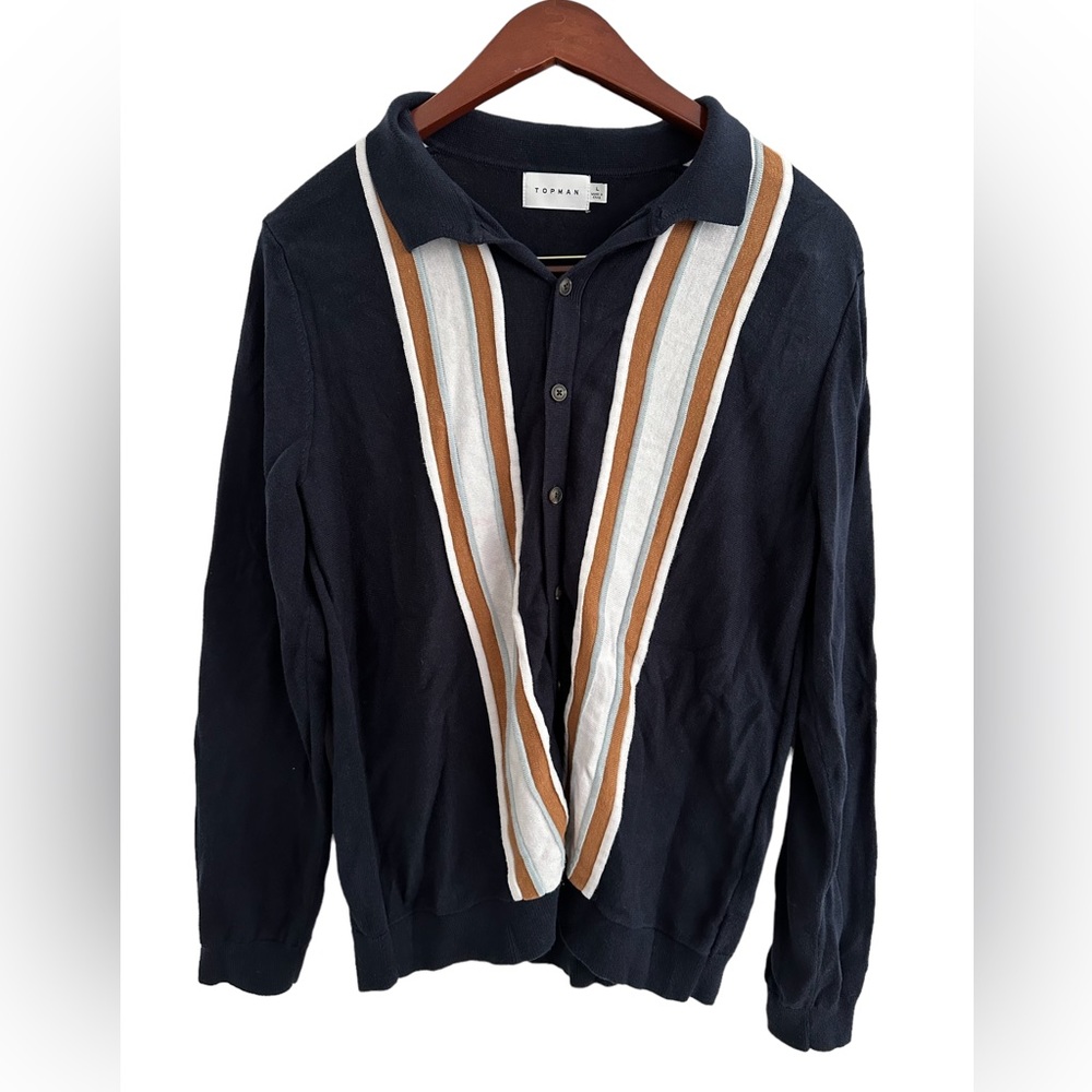 Topman Long Sleeve Sweater - Navy Large